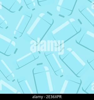 Plastic bottles and jars seamless pattern. Elongated blue empty beverage container. Stock Vector