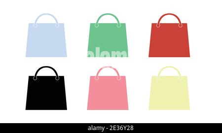 Vector Isolated Different Colors Shopping Bag Icon Set Stock Vector