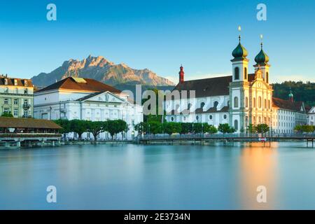 Jesuit Church with Pilate, Lucerne, Switzerland Stock Photo