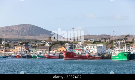 Castletownbere, Cork, Ireland. 16th January, 2021. Trawlers tied up at the quayside in Castletownbere, Co. Cork, Ireland. - Credit; David Creedon / Alamy Live News Stock Photo