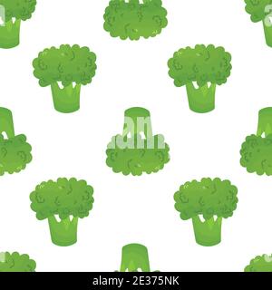 Vector seamless pattern with hand drawn ripe broccoli. Beautiful design elements, charcoal drawing Stock Vector