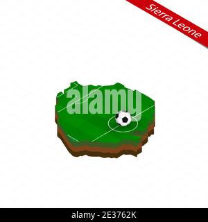 3d isometric Map of Sierra Leone with national flag. Vector ...