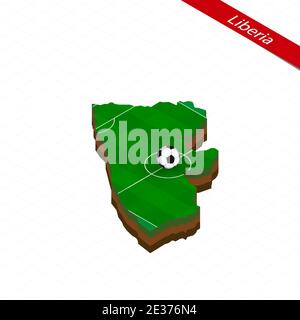 3d isometric Map of Liberia with national flag. Vector Illustration ...