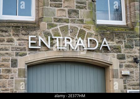 Derry, Northern Ireland- Jan 16, 2020: Entrada Restaurant in Derry Stock Photo