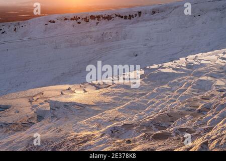 Pamukkale terraced rock formation with salt and water, Turkey Stock Photo