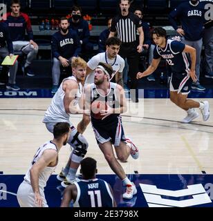 January 16, 2021 Moraga, CA U.S.A. Gonzaga Bulldogs forward Drew Timme (2) drives to the hoop during the NCAA Men's Basketball game between Gonzaga Bulldogs and the Saint Mary's Gaels 73-59 win at McKeon Pavilion Moraga Calif. Thurman James / CSM Stock Photo