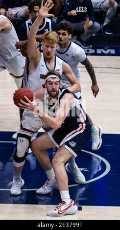 Moraga, CA U.S. 16th Jan, 2021. A. Gonzaga Bulldogs forward Drew Timme (2) rebounds the ball during the NCAA Men's Basketball game between Gonzaga Bulldogs and the Saint Mary's Gaels 73-59 win at McKeon Pavilion Moraga Calif. Thurman James/CSM/Alamy Live News Stock Photo