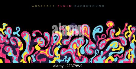 Abstract fluid or liquid colorful splash on black background. Vector illustration Stock Vector
