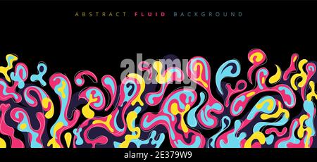 Abstract fluid or liquid colorful splash on black background. Vector illustration Stock Vector