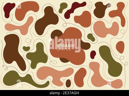 Set of abstract organic shapes earth tone  colors contemporary art. Hand drawn collage design elements. Vector illustration Stock Vector