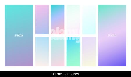Soft pastel gradient smooth and vibrant color background set for devices, pc and modern smartphone screen soft pastel color backgrounds vector ux and Stock Vector