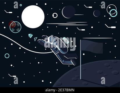An astronaut who left a flag on the moon Stock Vector