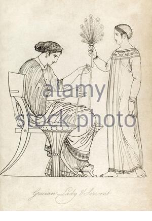 Ancient Greece, Grecian Lady Servant, vintage illustration from 1814 Stock Photo