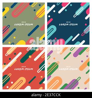 Abstract cover card of retro stripe lines pattern tag decoration page. Design of colorful with dots rounded lines artwork background. Stock Vector