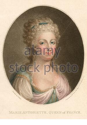 Marie Antoinette portrait, 1755 – 16 October 1793, was the last Queen of France before the French revolution, vintage illustration from 1800 Stock Photo