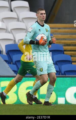 Cardiff, UK. 16th Jan, 2021. Daniel Barden of Norwich during the Sky Bet Championship match at the Cardiff City Stadium, Cardiff Picture by Paul Chesterton/Focus Images/Sipa USA 16/01/2021 Credit: Sipa USA/Alamy Live News Stock Photo