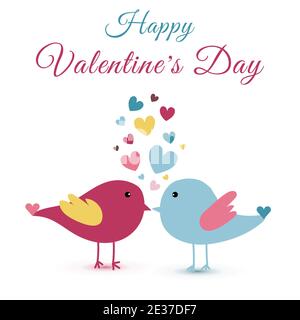 Hand drawn cute lovers birds and heart valentine's day. You can use for postcard, brochure, advertising, etc. Vector illustration Stock Vector