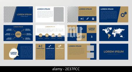 Blue presentation templates and infographics elements background. Use for business annual report, flyer, corporate marketing, leaflet, advertising Stock Vector