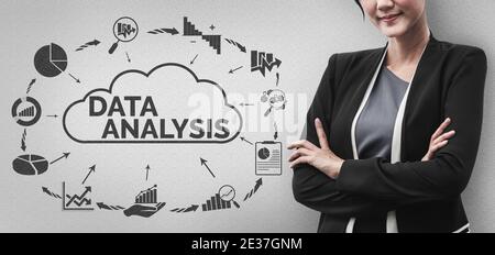 Data Analysis for Business and Finance Concept. Graphic interface showing future computer technology of profit analytic, online marketing research and Stock Photo
