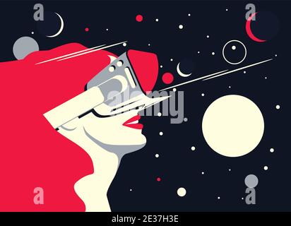 Woman using virtual reality glasses Stock Vector