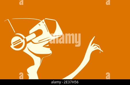 Women using virtual reality glasses  Stock Vector