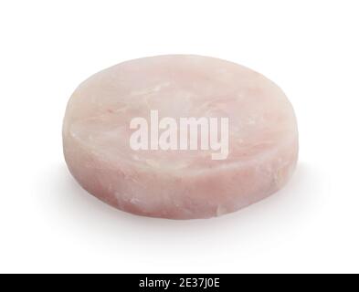 A fresh raw fishcake isolated on white. Stock Photo