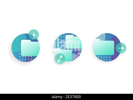 Abstract icons with folders  Stock Vector