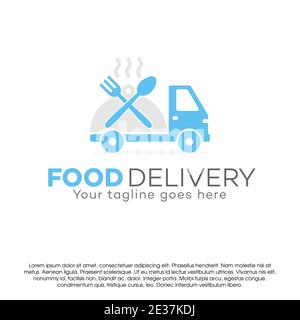 Vector design logo food delivery icon design concept template. Vector Illustration of business logotype restaurant isolated on white background Stock Vector