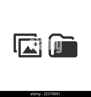 Picture file and folder vector icon. Black glyph symbol set. Stock Vector