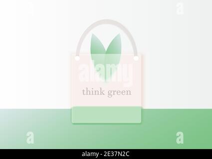 Eco-friendly grocery bag with leaves  Stock Vector