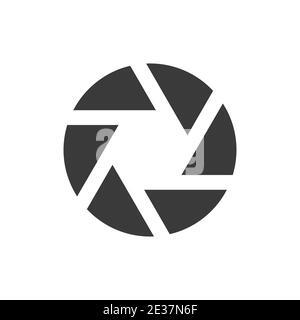 Camera shutter or aperture black icon. Simple glyph vector symbol. Stock Vector