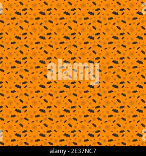 Vector illustration for halloween. Seamless abstract orange pattern or background from a set of bats Stock Vector