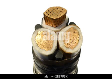 Multi-conductor control and power cable, close up Stock Photo