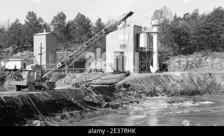 This is the pump house of the Wanamie 19 Pumping station of the Blue Coal Corporation. October, 30 1969. Wanamie Pennsylvania. Used for pumping water out of the anthracite coal mine Colliery workings. The Blue Coal Corporation. the Blue Coal Corporation, was a subsidiary of the Glen Alden Coal Company, Pennsylvania USA Stock Photo