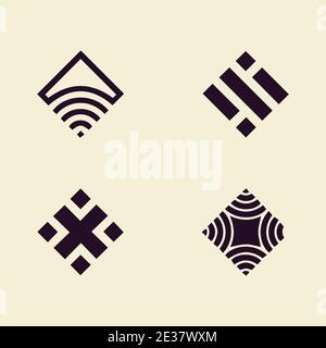 Abstract logo mark geometric shapes strips Stock Vector