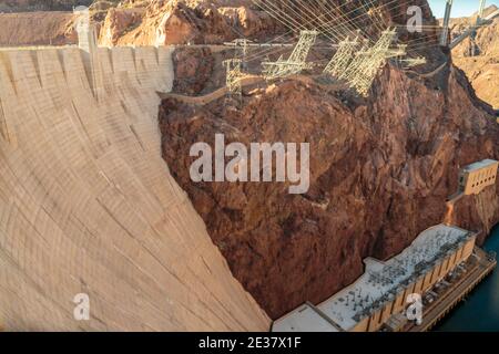 Las Vegas, NV, USA - May 9, 2016:  Vistas of Hoover Dam, Lake Mead and the Mike O'Callaghan–Pat Tillman Memorial Bridge located near to Las Vegas, Nev Stock Photo