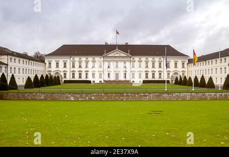 Bellevue Palace (German: Schloss Bellevue), located in Berlin's Tiergarten district, has been the official residence of the President of Germany Stock Photo