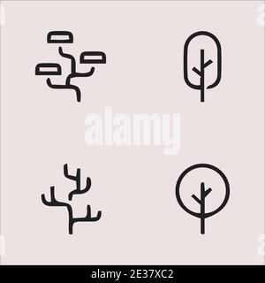 Tree line icons simple minimalist plant organic geometric abstract Stock Vector