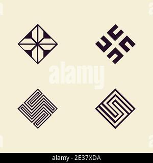 Abstract logo mark geometric shapes strips Stock Vector