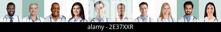 Portraits Collage Of Doctors And Medical Workers On Different Backgrounds Stock Photo