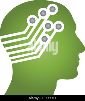 Head, Person, Robot, Brain, Logo, Icon Stock Vector