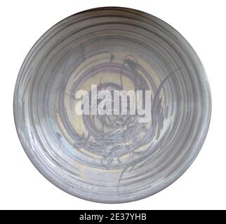 Ceramic plate isolated on white background. Stock Photo