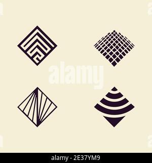 Abstract logo mark geometric shapes strips Stock Vector
