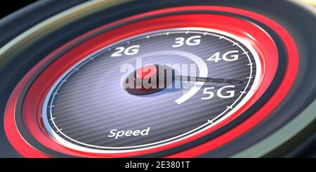 5G Fast speed wireless internet connection and technology concept. 3d ...