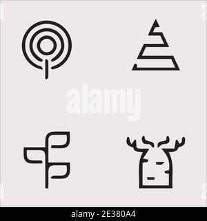 Tree line icons simple minimalist plant organic geometric abstract Stock Vector