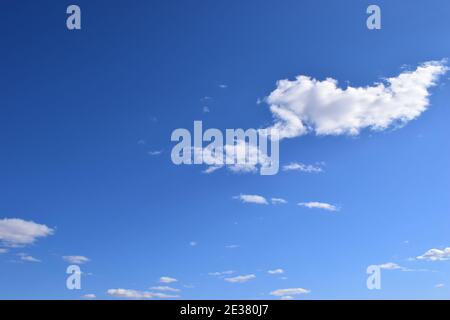Blue sky and lots small clouds pattern. Deep blue sky and clouds Stock Photo