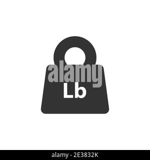 Lb, Lbs weight mass black simple flat icon. Old barbell press in flat design. Black silhouette isolated on white background. Weight pictogram. Imperia Stock Vector