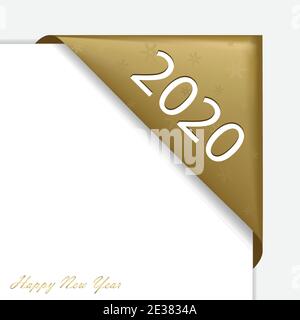 gold christmas corner ribbon - new year 2020, eps 10, elements are in separate layers and grouped, easy to edit Stock Vector