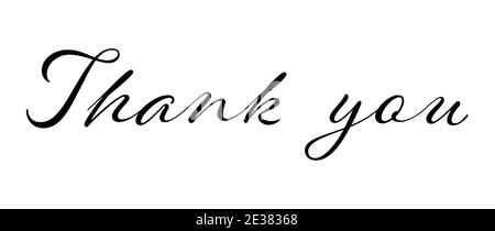 Thank you text calligraphy isolated on white background Stock Vector