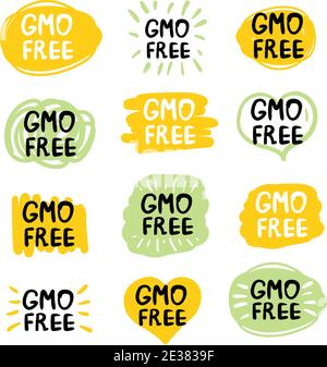 gmo free product icon, isolated vector set Stock Vector